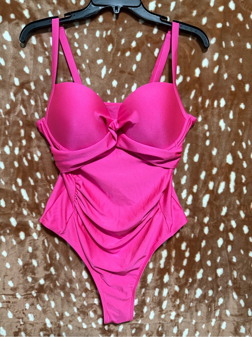 Hot Pink Ruched One-Piece Swimsuit with Built-In Support
